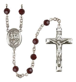 Sterling Silver 6mm Saint George  Engraved Catholic Rosaries