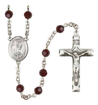 Sterling Silver 6mm Austrian Crystal Saint Helen Rosary in Garnet