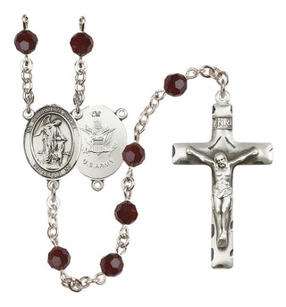 Sterling Silver 6mm Austrian Crystal Guardian Angel / Army Rosary in Garnet