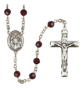 Sterling Silver 6mm Austrian Crystal Saint Ursula Rosary in Garnet