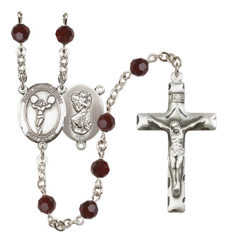 Sterling Silver 6mm Saint Christopher/Cheerleading  Engraved Catholic Rosaries