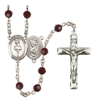 Sterling Silver 6mm Saint Christopher/Dance  Engraved Catholic Rosaries