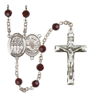 Sterling Silver 6mm Austrian Crystal Saint Cecilia / Choir Rosary in Garnet