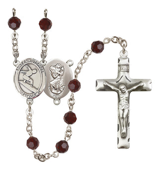Sterling Silver 6mm Saint Christopher/Surfing Rosary