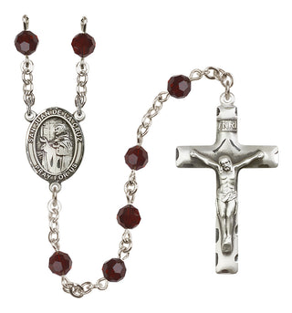 Sterling Silver 6mm Austrian Crystal San Juan de la Cruz Rosary in Garnet