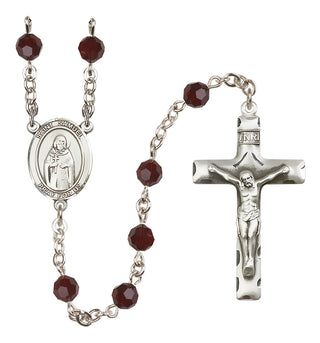 Sterling Silver 6mm Austrian Crystal Saint Samuel Rosary in Garnet