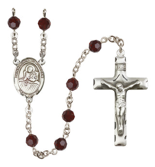 Sterling Silver 6mm Austrian Crystal Saint Lidwina of Schiedam Rosary in Garnet