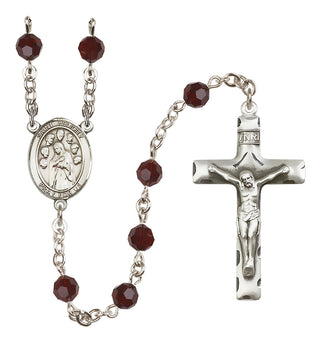 Sterling Silver 6mm Austrian Crystal Saint Felicity Rosary in Garnet