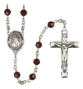 Sterling Silver 6mm Austrian Crystal Divina Misericordia Rosary in Garnet