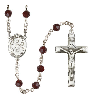 Sterling Silver 6mm Austrian Crystal Saint Kieran Rosary in Garnet