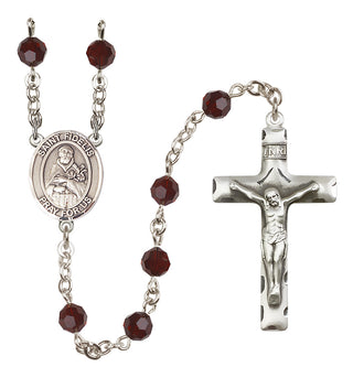 Sterling Silver 6mm Austrian Crystal Saint Fidelis Rosary in Garnet