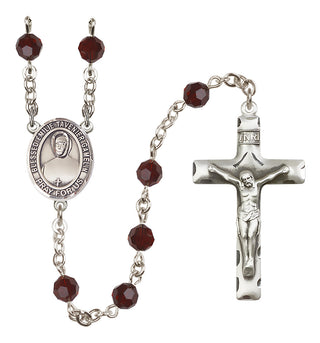 Sterling Silver 6mm Austrian Crystal Blessed Emilie Tavernier Gamelin Rosary in Garnet
