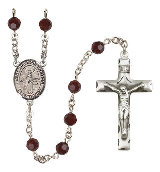 Sterling Silver 6mm Austrian Crystal Saint Medard of Noyon Rosary in Garnet