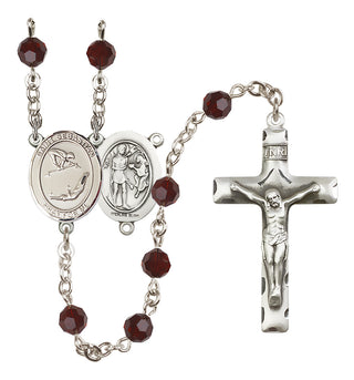 Sterling Silver 6mm Austrian Crystal Saint Sebastian/Gymnastics Rosary in Garnet