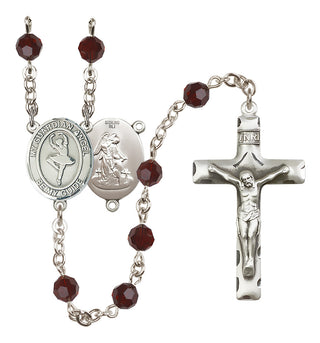 Sterling Silver 6mm Austrian Crystal Guardian Angel/Dance Rosary in Garnet