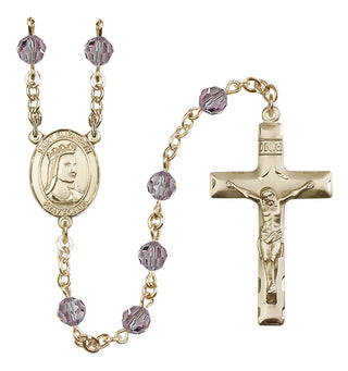 14 Karat Gold-Filled 6mm Austrian Crystal Saint Elizabeth of Hungary Rosary in Light Amethyst
