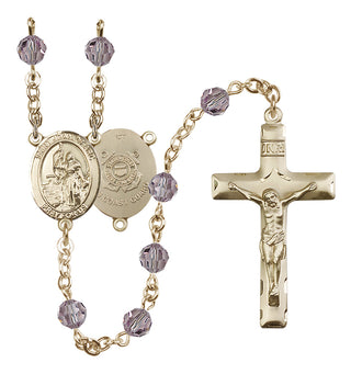 14 Karat Gold-Filled 6mm Austrian Crystal Saint Joan of Arc /Coast Guard Rosary in Light Amethyst