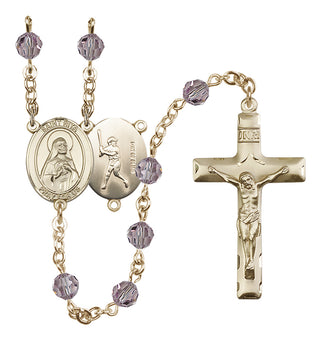 14 Karat Gold-Filled 6mm Austrian Crystal Saint Rita / Baseball Rosary in Light Amethyst