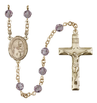 14 Karat Gold-Filled 6mm Austrian Crystal Saint John of the Cross Rosary in Light Amethyst
