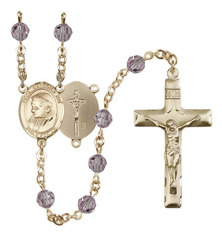 14 Karat Gold-Filled 6mm Austrian Crystal Pope Emeritace Benedict XVI Rosary in Light Amethyst