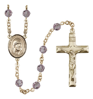 14 Karat Gold-Filled 6mm Austrian Crystal Saint Teresa of Calcutta Rosary in Light Amethyst