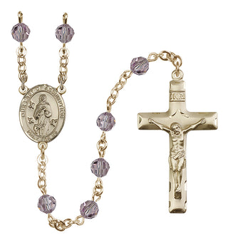 14 Karat Gold-Filled 6mm Austrian Crystal Our Lady of Assumption Rosary in Light Amethyst