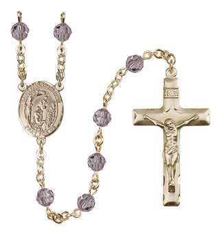 14 Karat Gold-Filled 6mm Austrian Crystal Saint Paul the Hermit Rosary in Light Amethyst