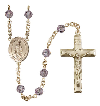 14 Karat Gold-Filled 6mm Austrian Crystal Saint Nathanael Rosary in Light Amethyst