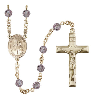 14 Karat Gold-Filled 6mm Austrian Crystal Saint Jeanne Jugan Rosary in Light Amethyst
