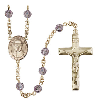 14 Karat Gold-Filled 6mm Austrian Crystal Saint Damien of Molokai Rosary in Light Amethyst