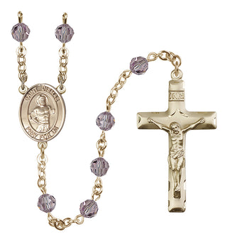 14 Karat Gold-Filled 6mm Austrian Crystal Saint Dismas Rosary in Light Amethyst