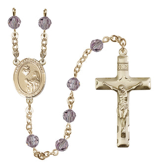 14 Karat Gold-Filled 6mm Austrian Crystal Saint Margaret Mary Alacoque Rosary in Light Amethyst