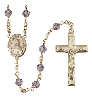 14 Karat Gold-Filled 6mm Austrian Crystal Saint Andre Bessette Rosary in Light Amethyst