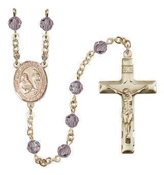 14 Karat Gold-Filled 6mm Austrian Crystal Saint Mary Magdalene of Canossa Rosary in Light Amethyst