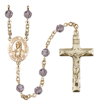 14 Karat Gold-Filled 6mm Austrian Crystal Saint Kateri Tekakwitha Rosary in Light Amethyst