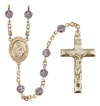 14 Karat Gold-Filled 6mm Austrian Crystal Saint Edmund of East Anglia Rosary in Light Amethyst