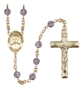 14 Karat Gold-Filled 6mm Austrian Crystal Saint Jose Sanchez del Rio Rosary in Light Amethyst