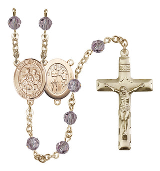 14 Karat Gold-Filled 6mm Austrian Crystal Saint Sebastian / Choir Rosary in Light Amethyst