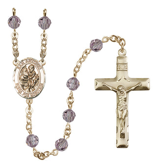 14 Karat Gold 6mm Austrian Crystal San Antonio Rosary in Light Amethyst