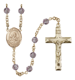 14 Karat Gold 6mm Austrian Crystal San Jose Rosary in Light Amethyst