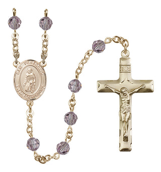 14 Karat Gold 6mm Austrian Crystal San Peregrino Rosary in Light Amethyst