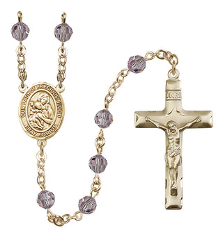 14 Karat Gold 6mm Austrian Crystal Our Lady of the Precious Blood Rosary in Light Amethyst