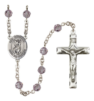 Sterling Silver 6mm Austrian Crystal San Cristobal Rosary in Light Amethyst