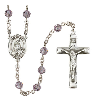Sterling Silver 6mm Austrian Crystal Saint Daniel Rosary in Light Amethyst
