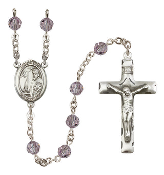 Sterling Silver 6mm Austrian Crystal Saint Elmo Rosary in Light Amethyst