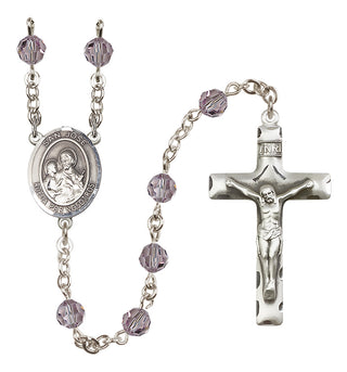 Sterling Silver 6mm Austrian Crystal San Jose Rosary in Light Amethyst