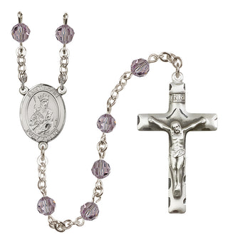 Sterling Silver 6mm Austrian Crystal Saint Louis Rosary in Light Amethyst