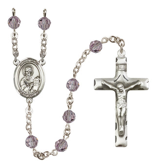 Sterling Silver 6mm Austrian Crystal Saint Paul the Apostle Rosary in Light Amethyst