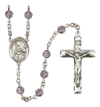Sterling Silver 6mm Austrian Crystal Our Lady of Providence Rosary in Light Amethyst