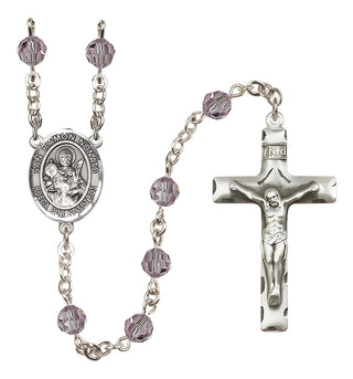 Sterling Silver 6mm Austrian Crystal San Ramon Nonato Rosary in Light Amethyst